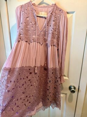 Anthropologie Lavender Appliqué Flowers Dress